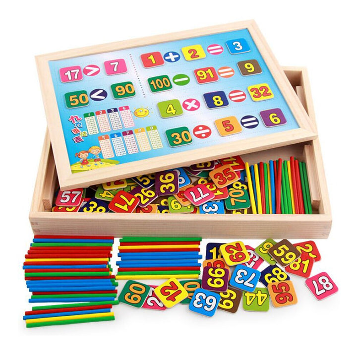 Wooden Math Learning Box for Hands-On Early Arithmetic