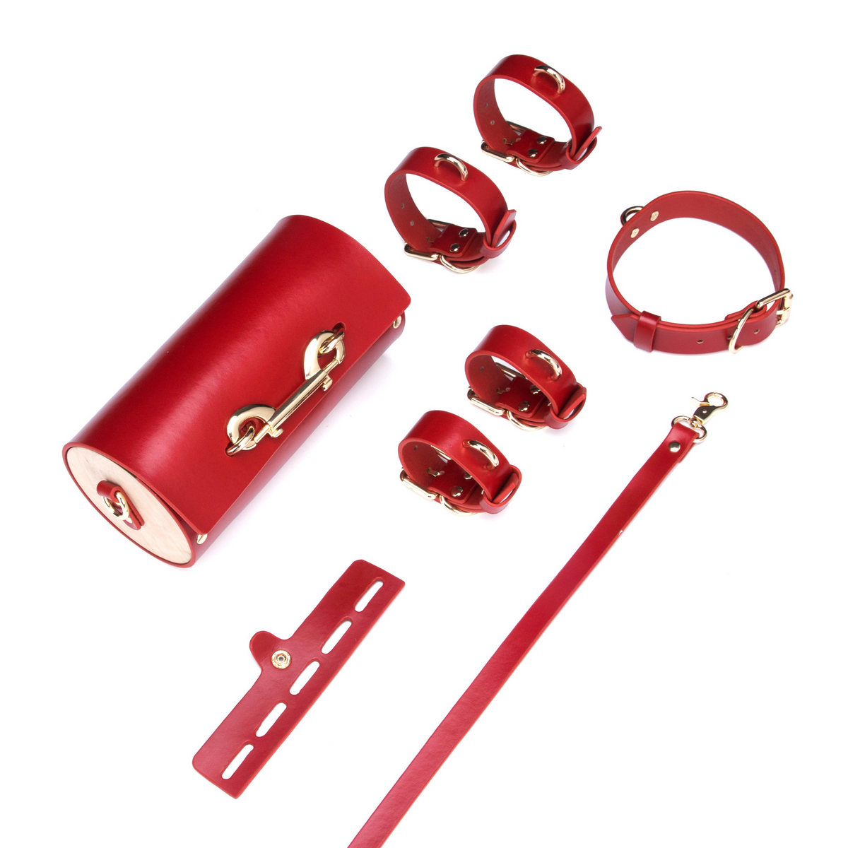 Leather Restraint Set for Couples With Adjustable Cuffs