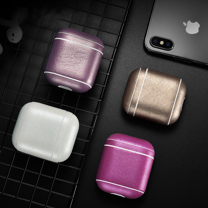 Faux Leather AirPods Case Cover with Metallic Finish