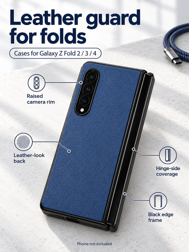 Leather Galaxy Z Fold 4 Case with Hinge Protection