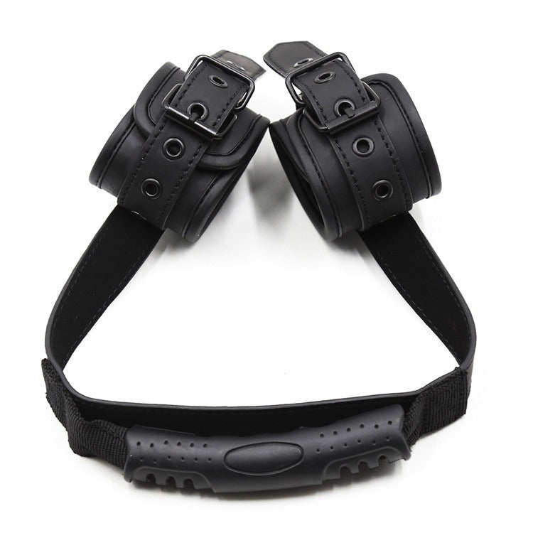 Leather Bondage Handcuffs With Adjustable Traction Grip