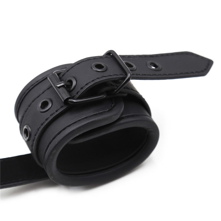 Leather Bondage Handcuffs With Adjustable Traction Grip