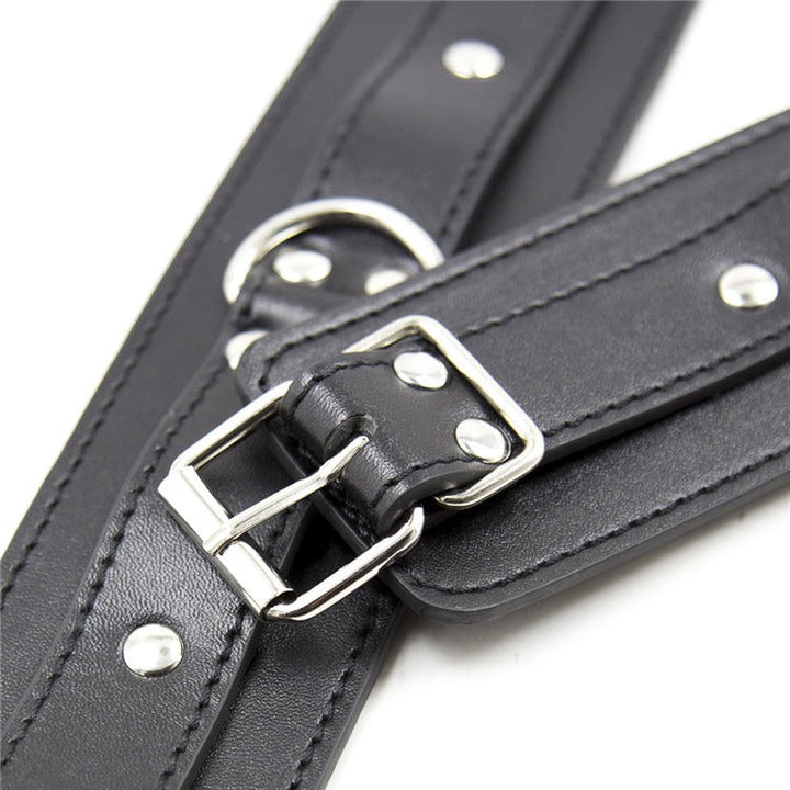 Leather Restraint Set With Adjustable Wrist & Ankle Cuffs