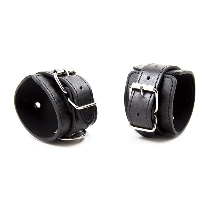 Leather Restraint Set With Adjustable Wrist & Ankle Cuffs