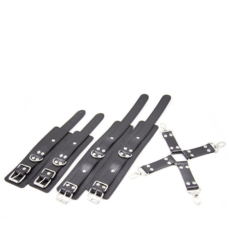 Leather Restraint Set With Adjustable Wrist & Ankle Cuffs