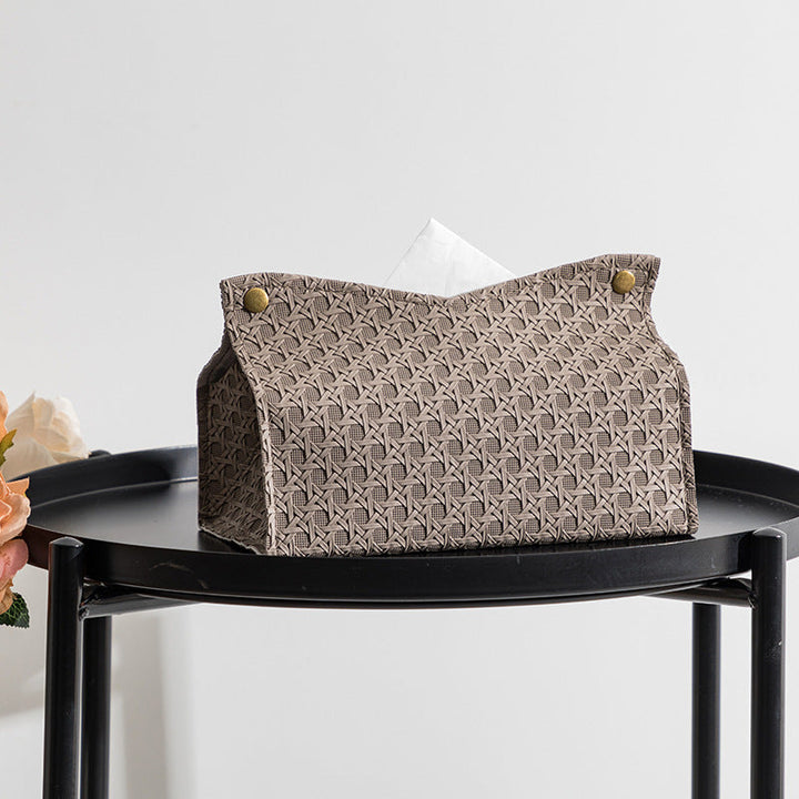 Woven Leather Tissue Box for Living Room Side Tables