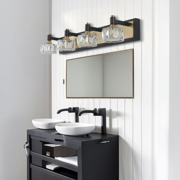 Bathroom Vanity Light with Crystal Shades for Even Glow