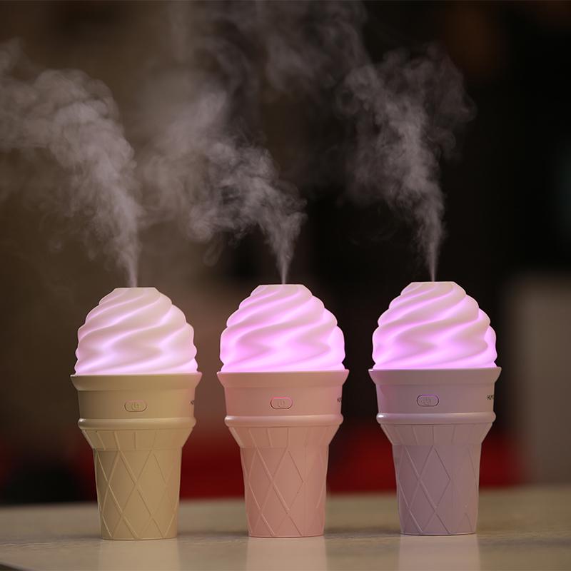 Ice Cream Humidifier with LED Glow for Desk & Car