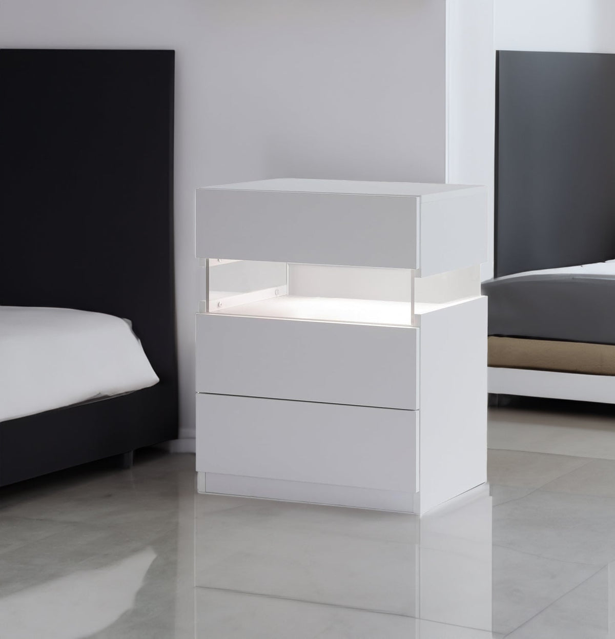 LED Bedside Table with Drawers and Mood Lighting
