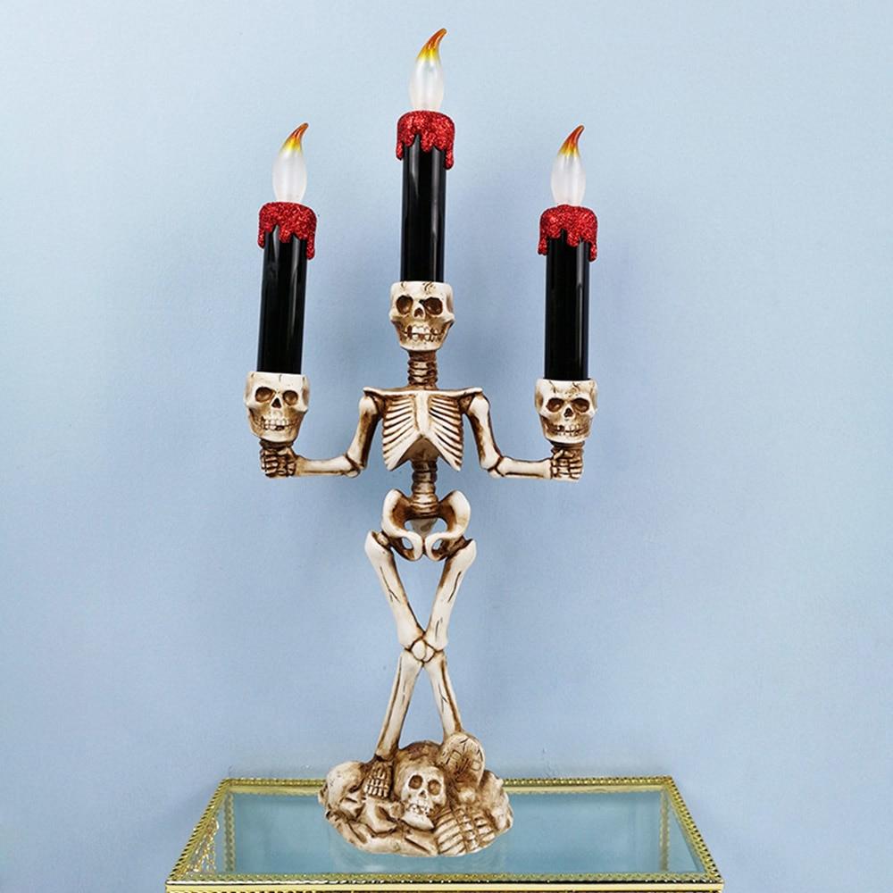 LED Skull Candle Holder: Gothic Halloween Centerpiece
