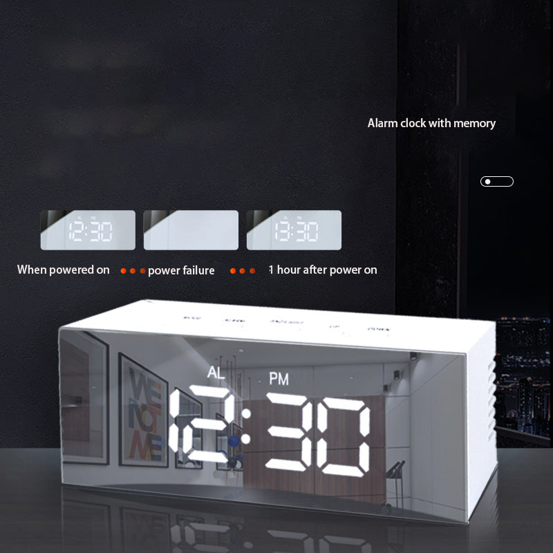 LED Digital Alarm Clock With Easy-Read Mirror Display