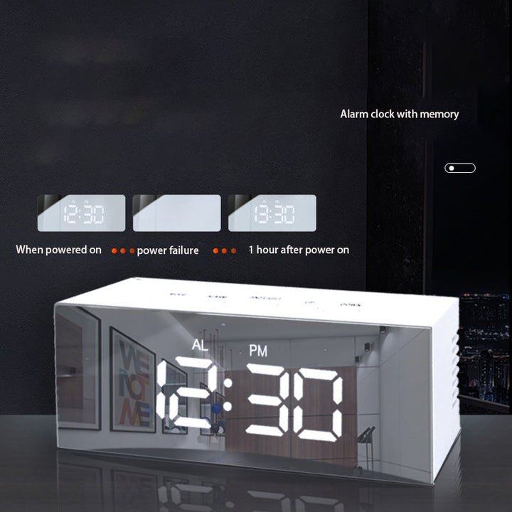 LED Digital Alarm Clock With Easy-Read Mirror Display