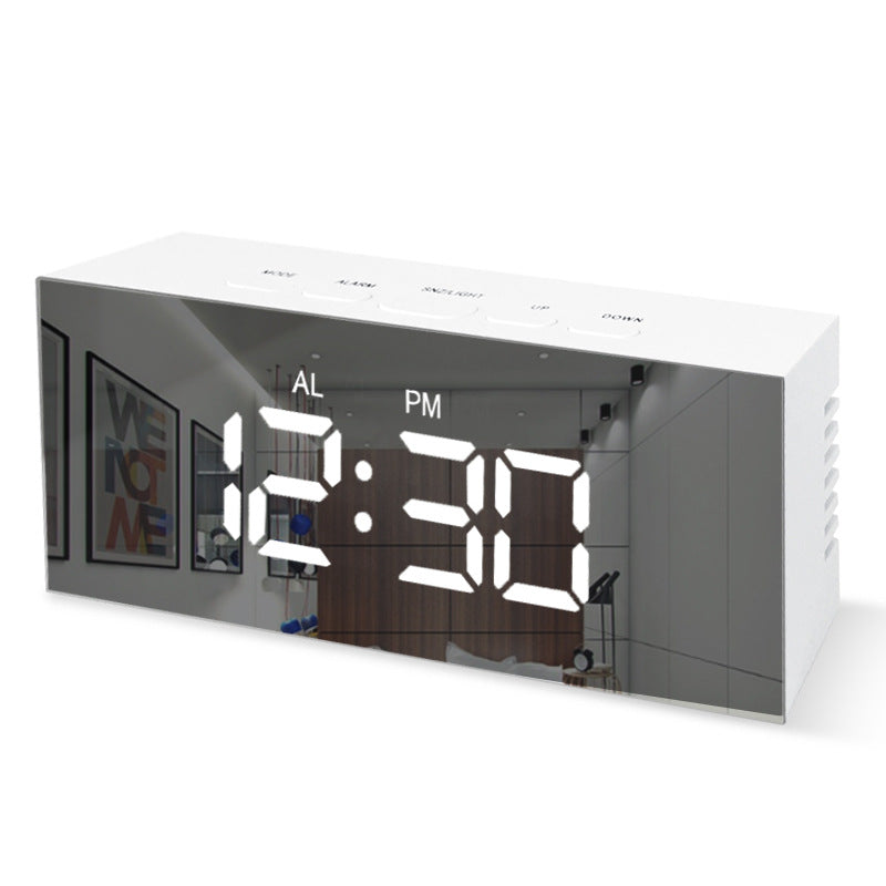 LED Digital Alarm Clock With Easy-Read Mirror Display