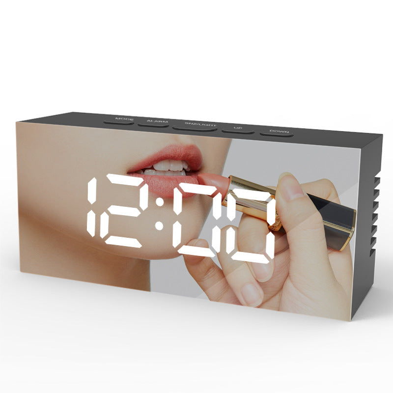LED Digital Alarm Clock With Easy-Read Mirror Display