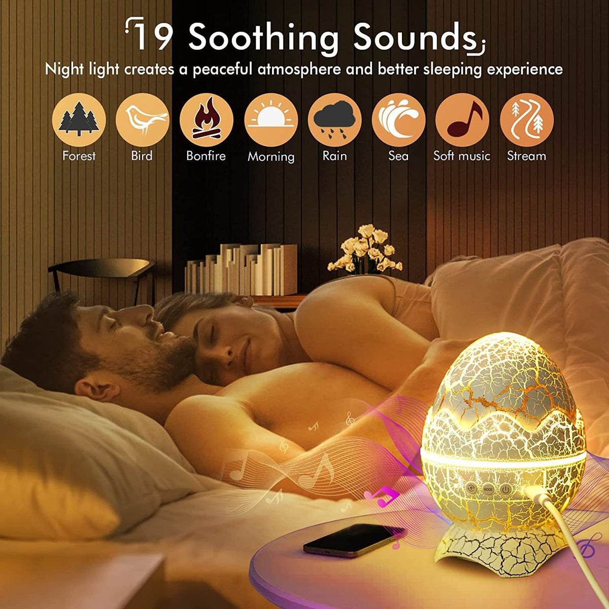 Dinosaur Egg Star Projector Night Light with Sounds