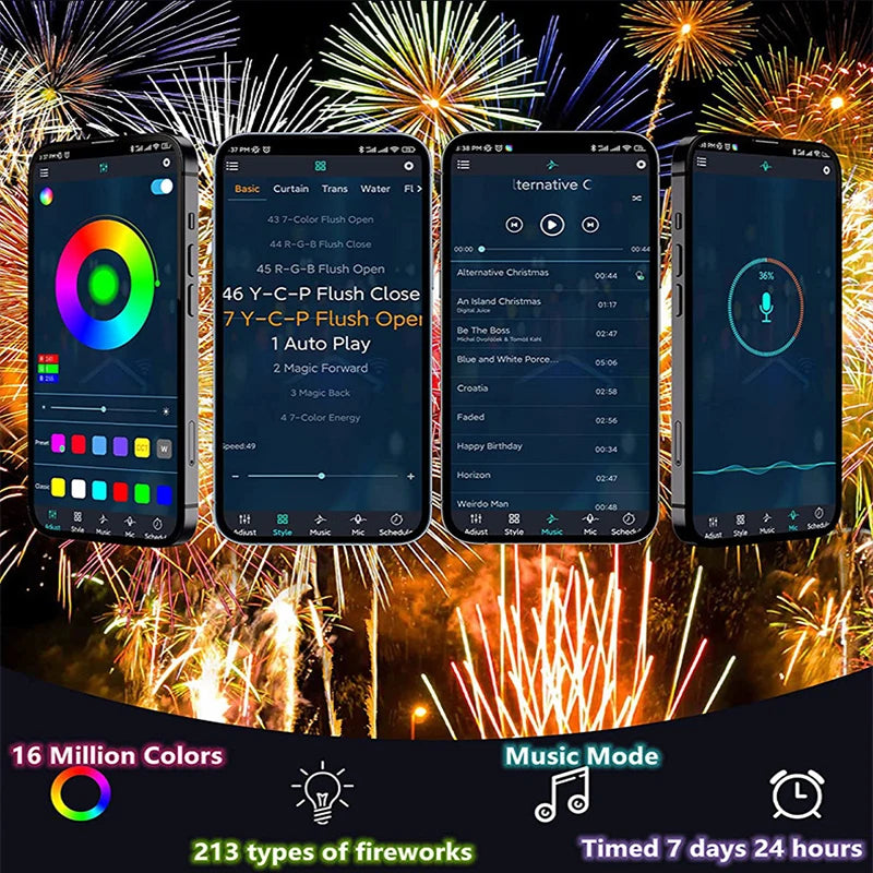 LED Firework Lights With App & Remote RGB Control