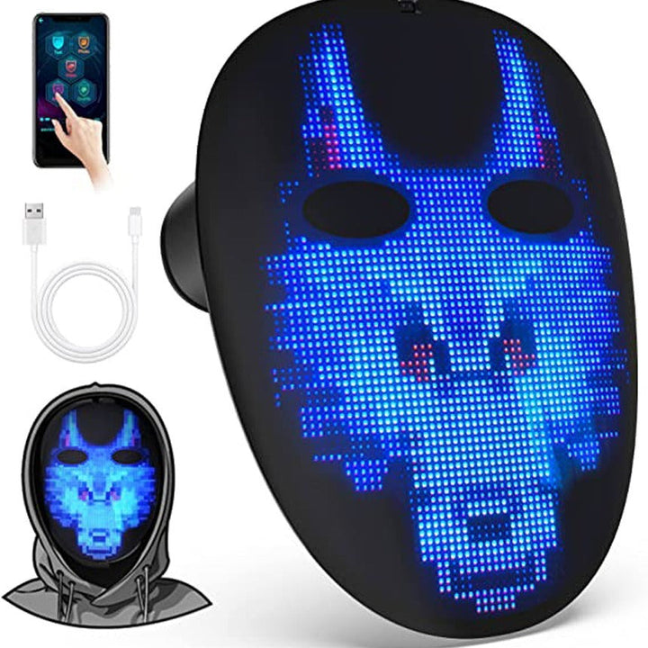 LED Face Mask with Bluetooth Animated Face Visuals