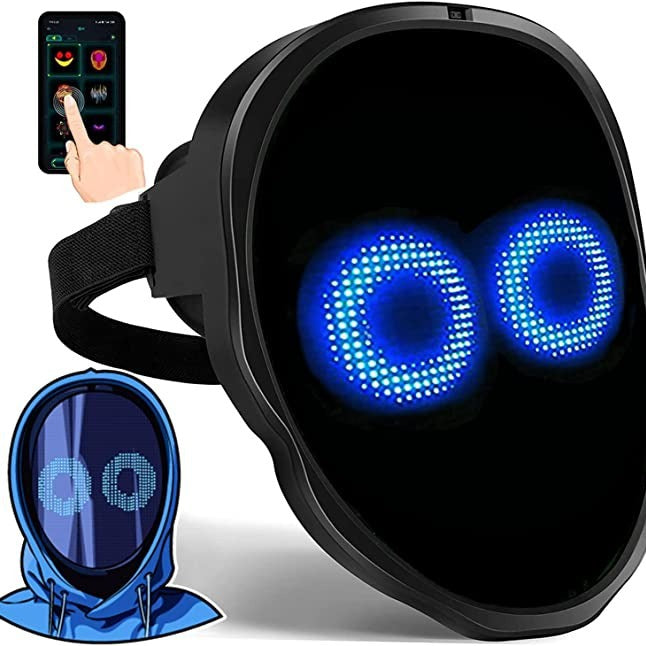 LED Face Mask with Bluetooth Animated Face Visuals