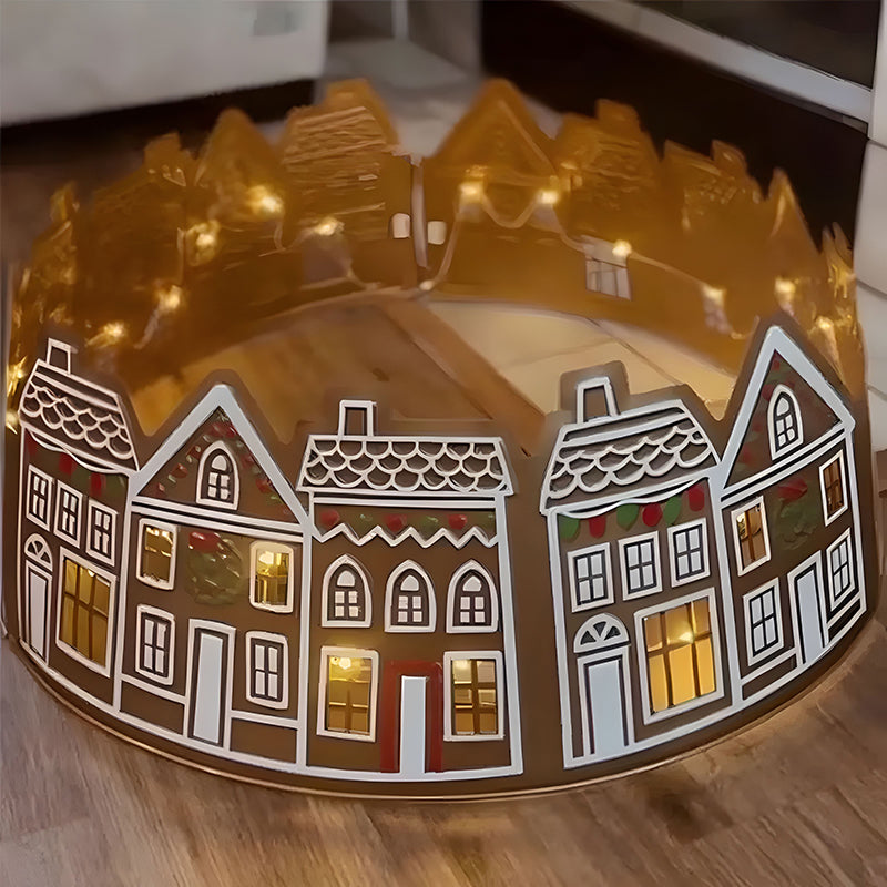 Gingerbread Christmas Tree Collar with LED Lights
