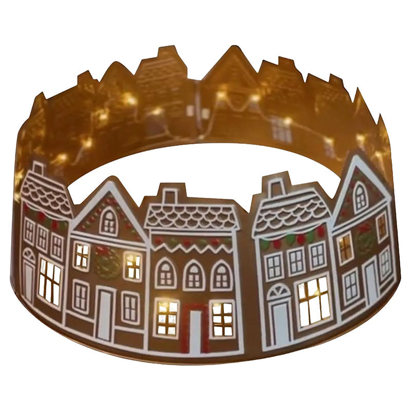 Gingerbread Christmas Tree Collar with LED Lights