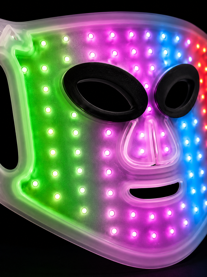 98-Bead LED Light Therapy Mask — 4 Wavelengths, 10 Min