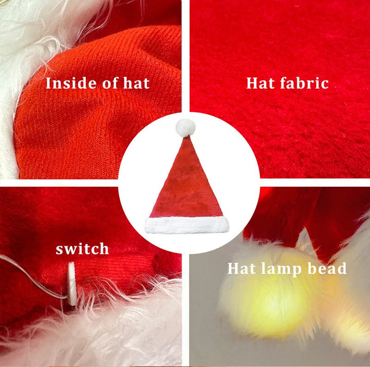 LED Christmas Santa Hat with Multicolor Lights for Parties