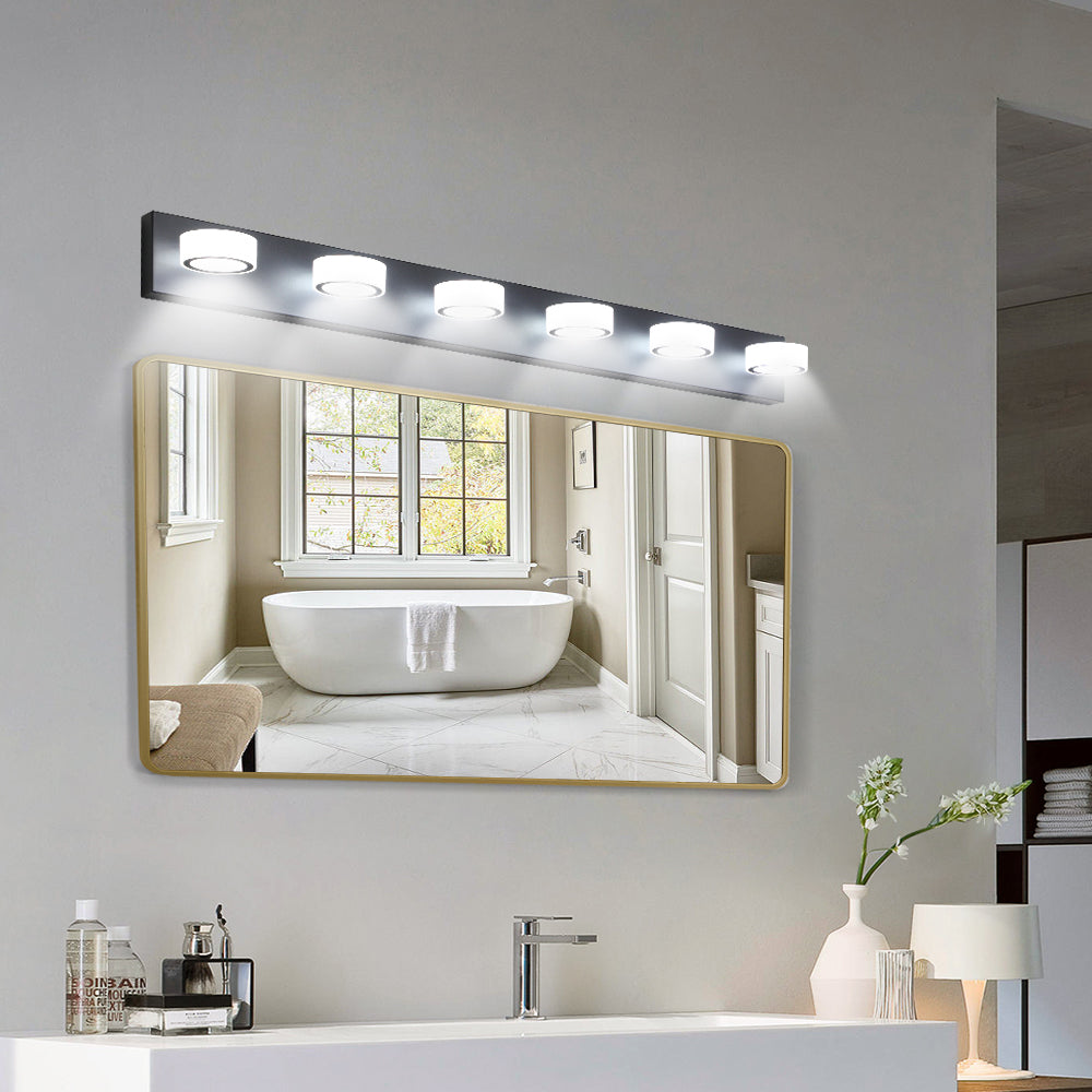 Matte Black 6-Light LED Vanity Light for Bathroom Mirror
