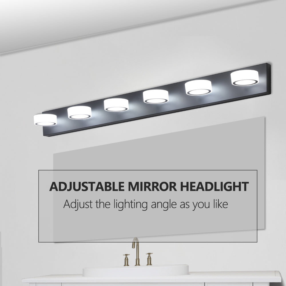 Matte Black 6-Light LED Vanity Light for Bathroom Mirror