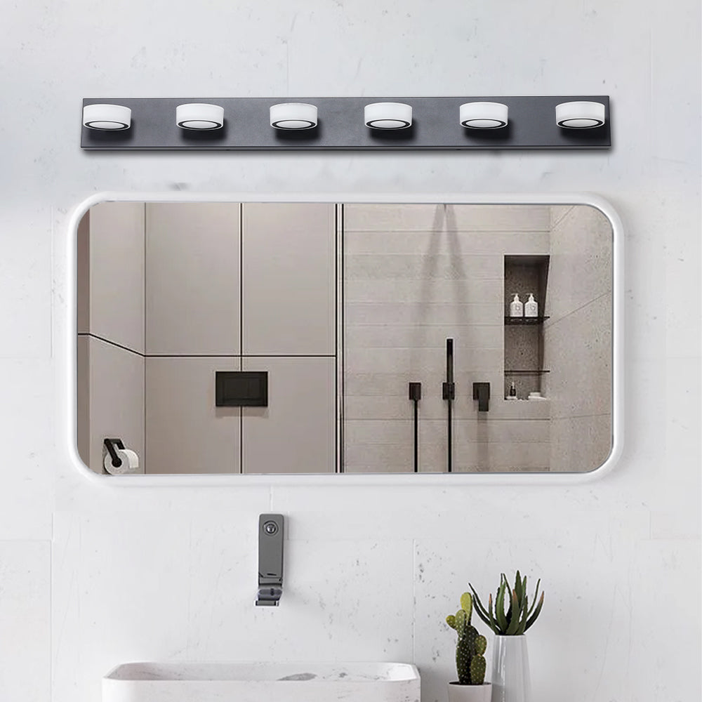Matte Black 6-Light LED Vanity Light for Bathroom Mirror