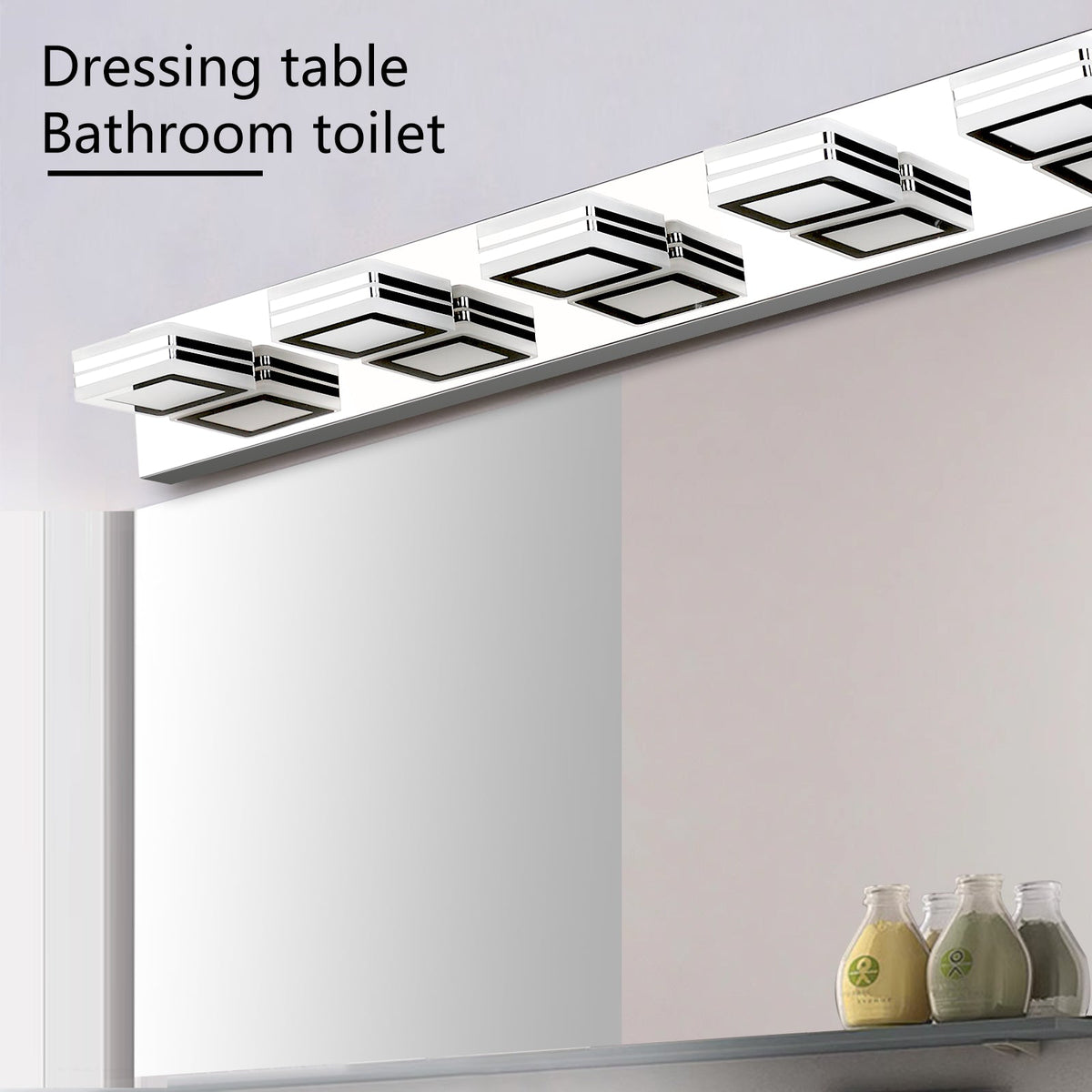 Chrome LED Makeup Vanity Light with 5 Rotatable Heads