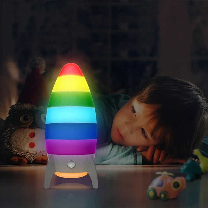 Rocket Night Light for Kids: Motion Sensor RGB Glow