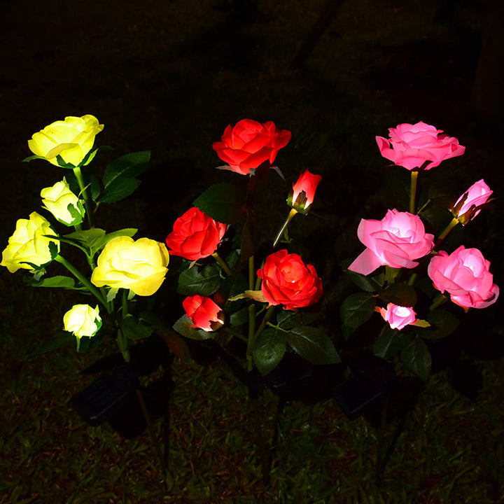 Solar Garden Rose Lights With Automatic Night Glow