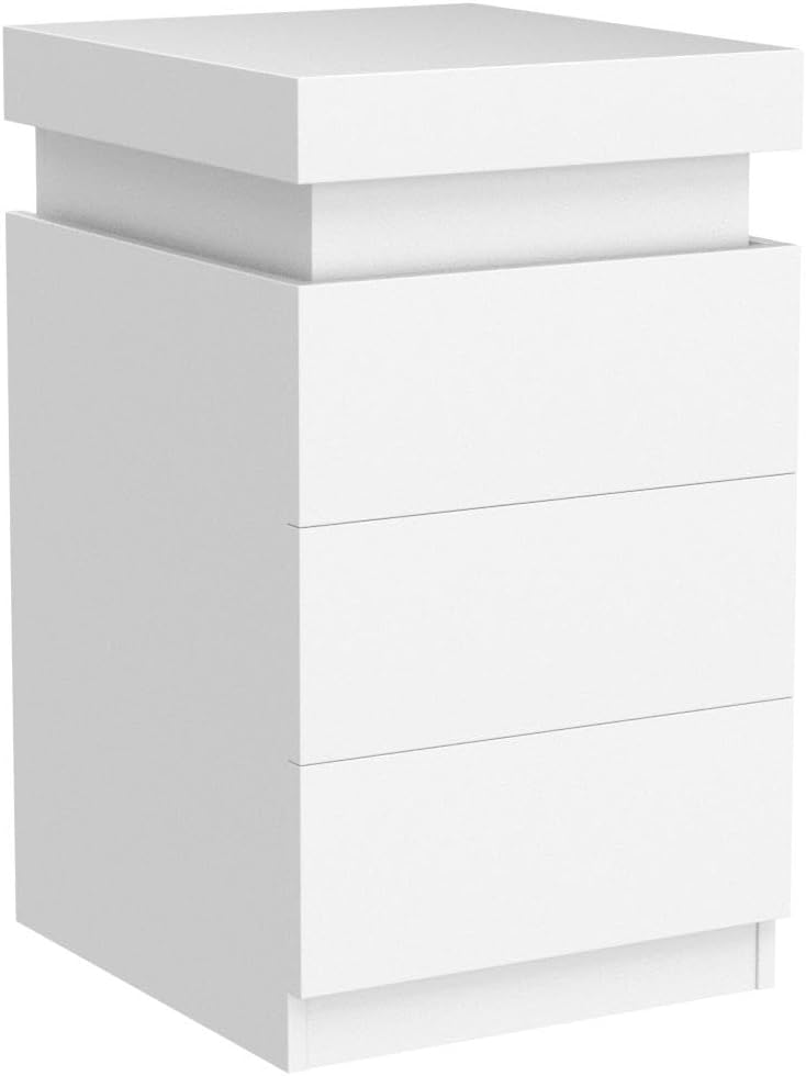 LED Nightstand with 3 Drawers and Ambient Night Glow