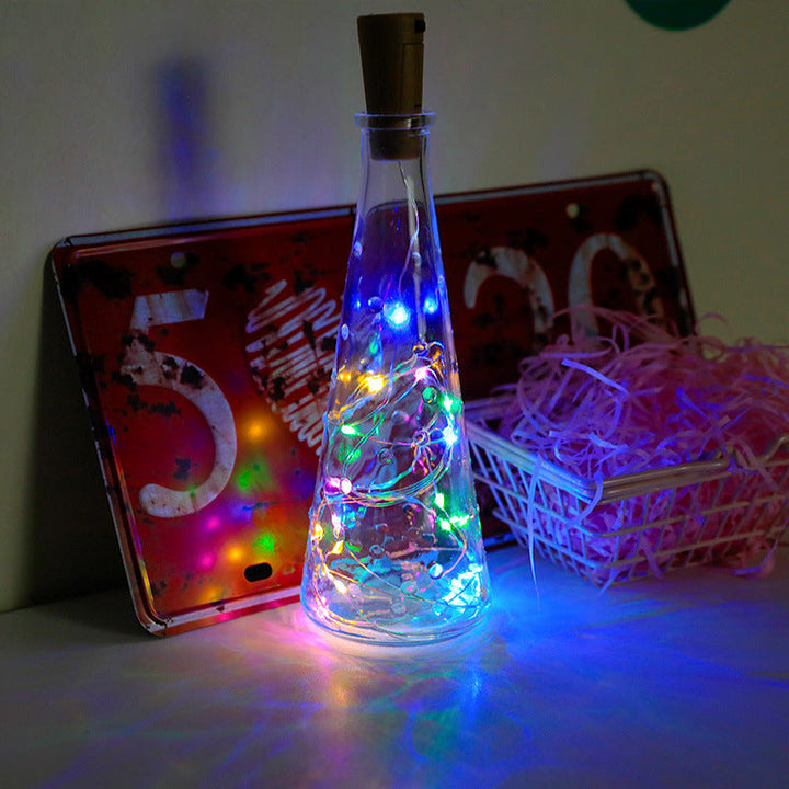 Wine Bottle Light Stopper with Copper LED String Decor