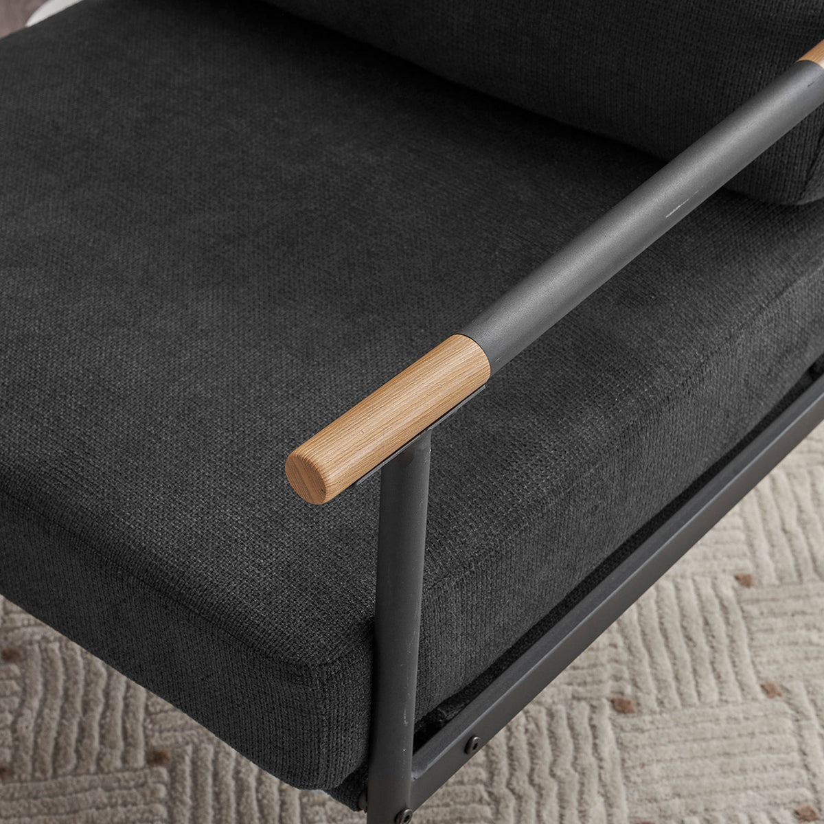 Black Accent Chair with Metal Frame and Plush Cushions