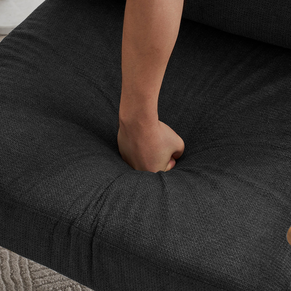Black Accent Chair with Metal Frame and Plush Cushions