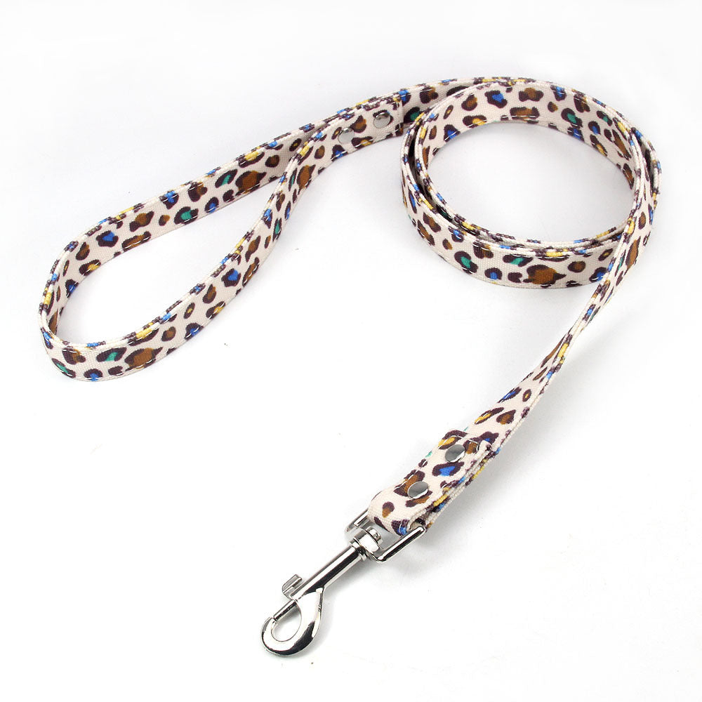 Leopard Dog Collar and Leash Set With Custom ID Info