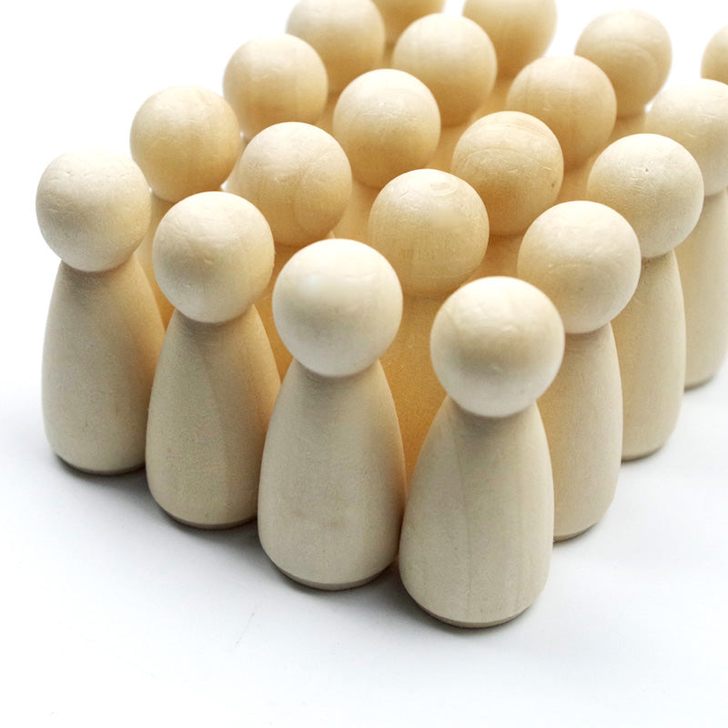 35mm Wooden Peg Dolls, 100pc Unfinished DIY Craft Set