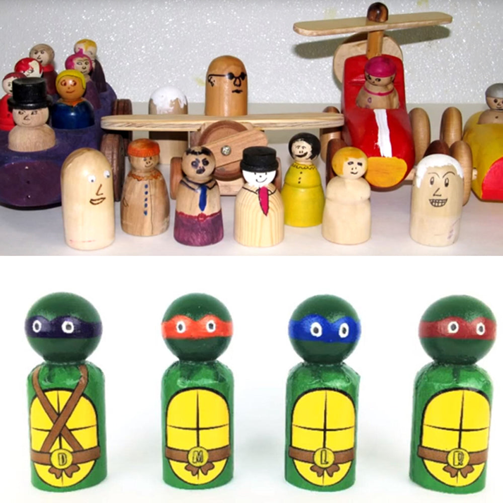 35mm Wooden Peg Dolls, 100pc Unfinished DIY Craft Set