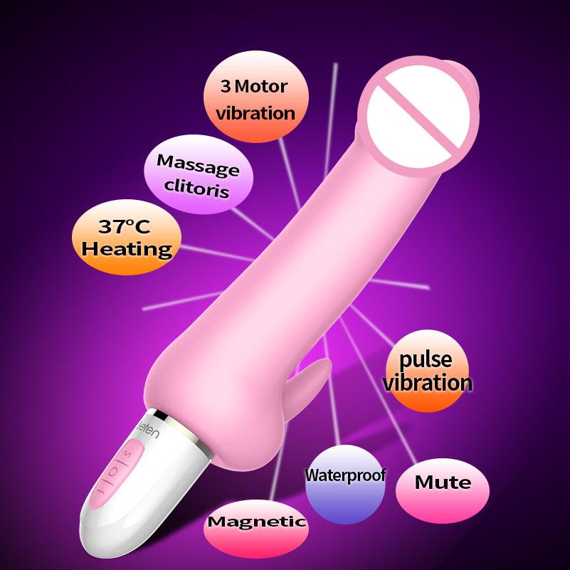 Waterproof Pulse Dildo Vibrator with Smart Heating