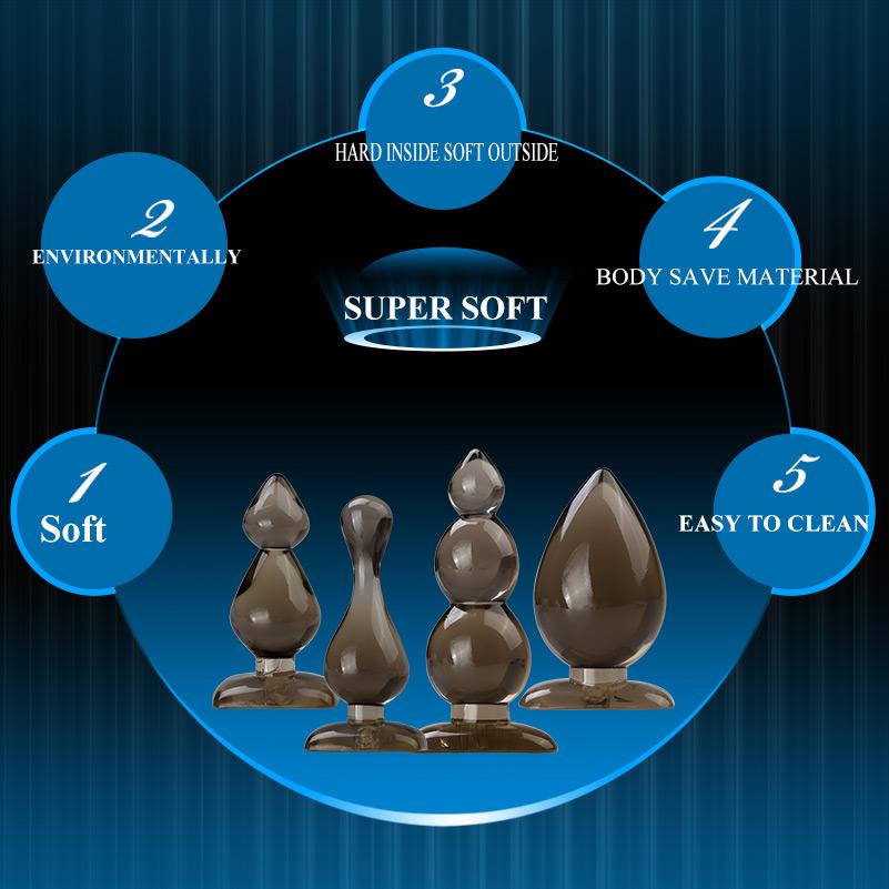 Anal Training Set: 4 Graduated Waterproof Silicone Plugs