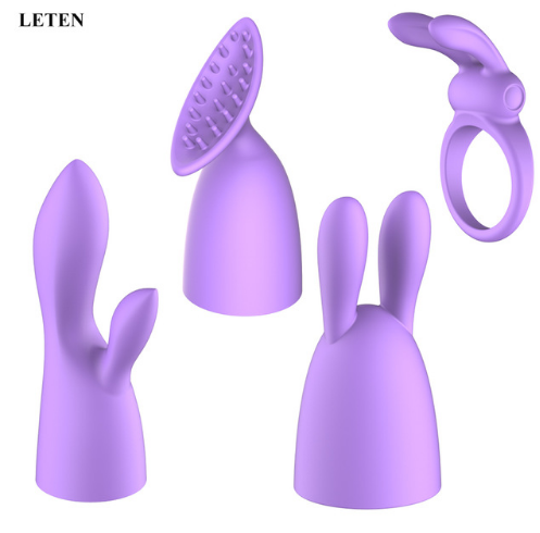 Silicone Vibrator Cock Ring with Interchangeable Heads