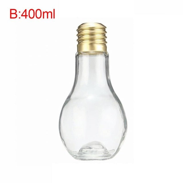 Light Bulb Juice Bottle with Curly Straw for Parties