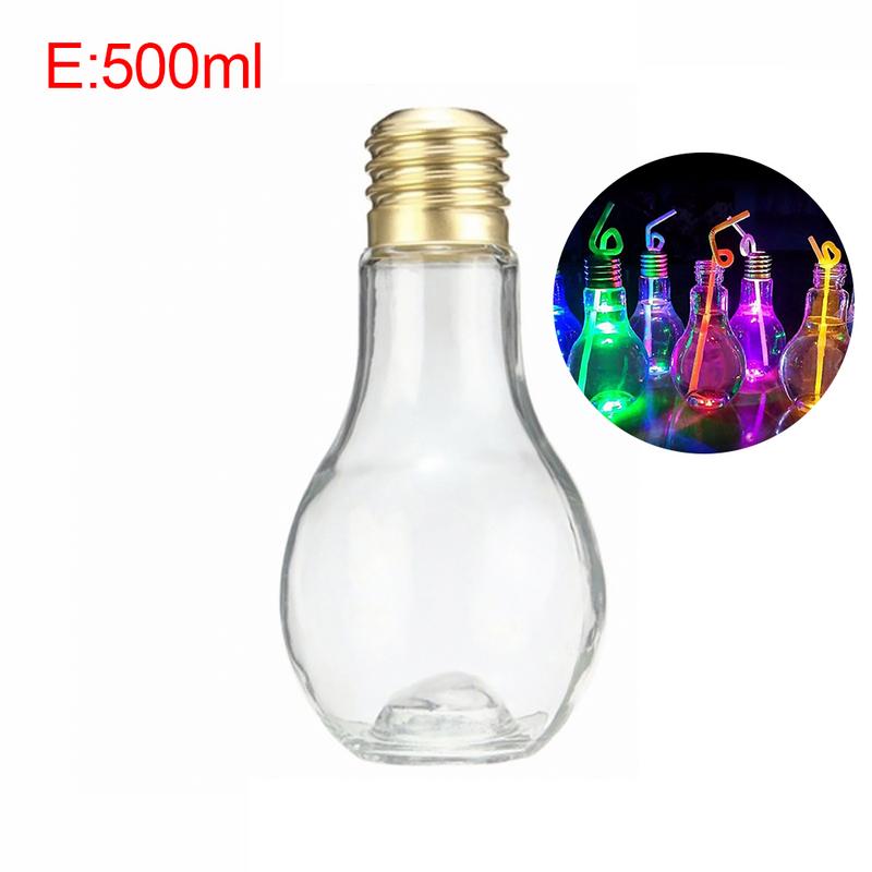 Light Bulb Juice Bottle with Curly Straw for Parties