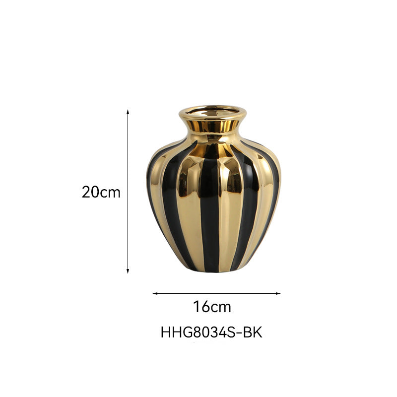 Sculptural Ceramic Vases in Gold and Black Finish