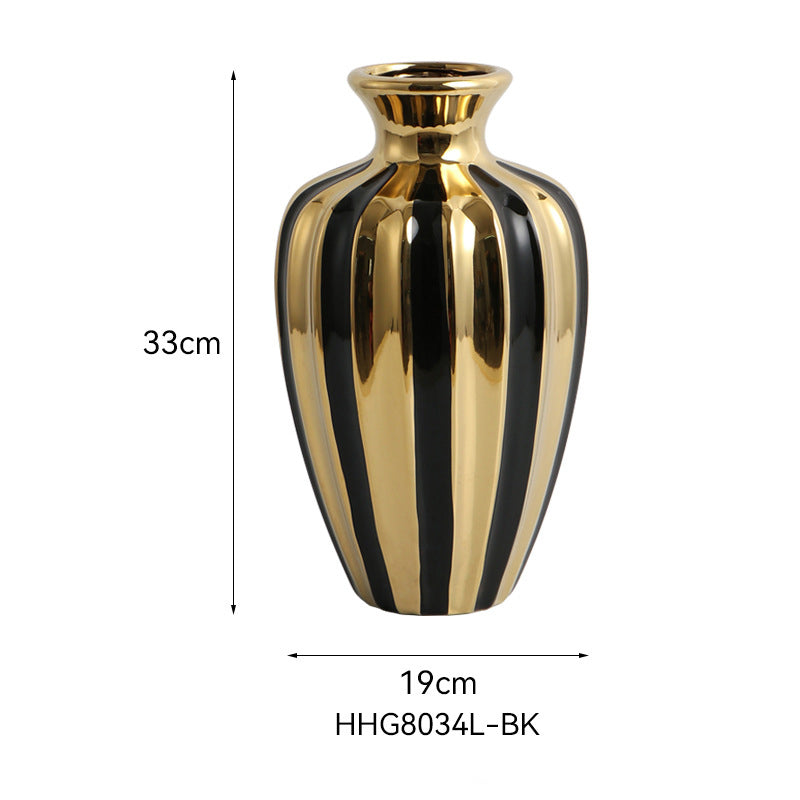 Sculptural Ceramic Vases in Gold and Black Finish