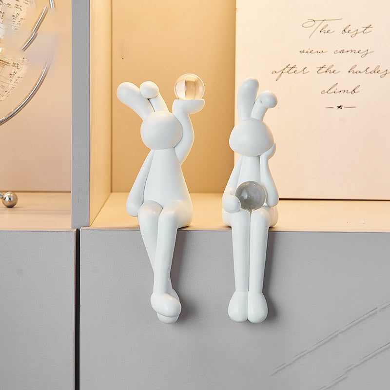 Silver Rabbit Decor: Modern Luxury Shelf Decoration