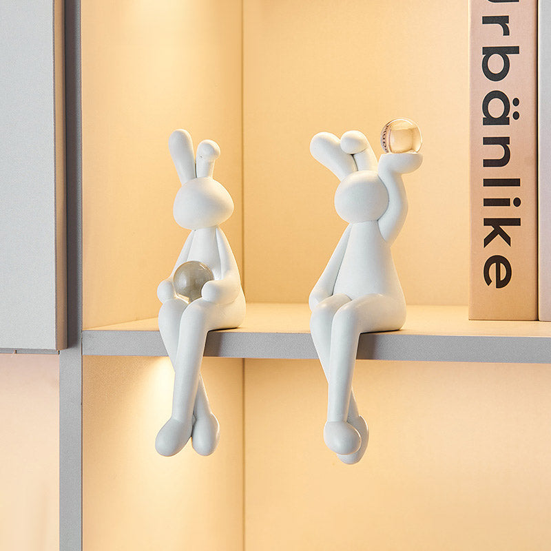 Silver Rabbit Decor: Modern Luxury Shelf Decoration