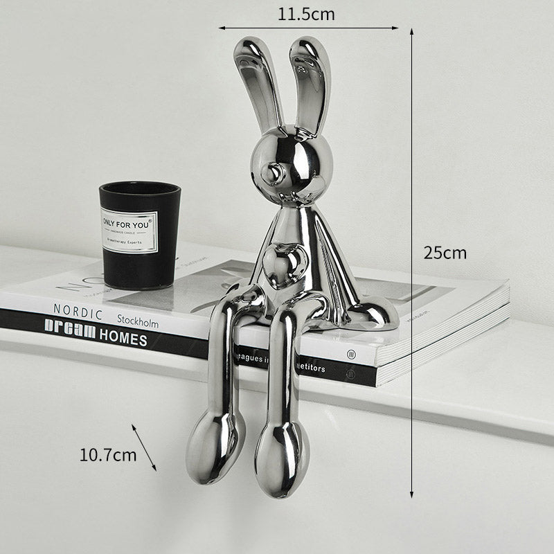 Silver Rabbit Decor: Modern Luxury Shelf Decoration