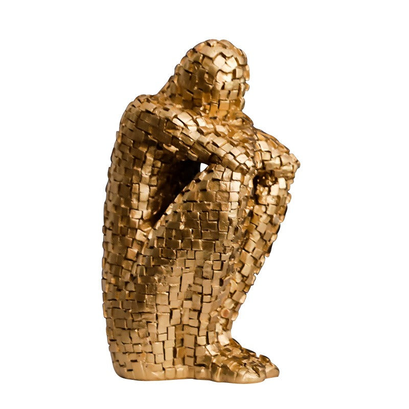 Mosaic Ceramic Figure Ornament for Artistic Shelves